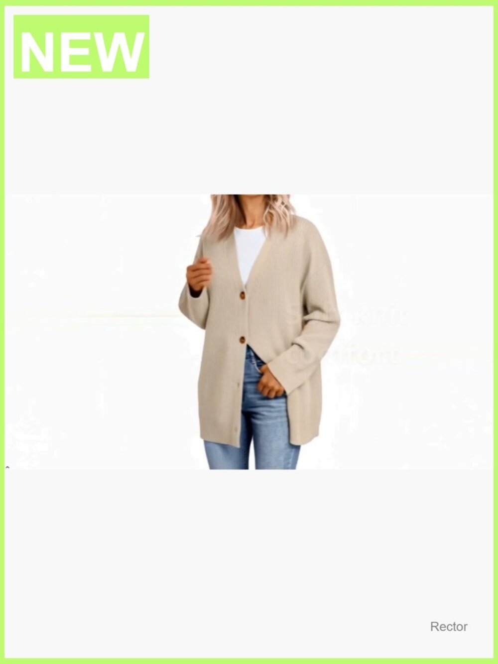 Oversized V-Neck Knit Cardigan with Button Front - 2025 Fall Trendy Top - Picture 7 of 7